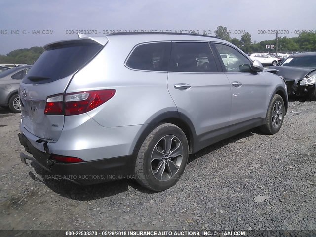 KM8SMDHF8GU154869 - 2016 HYUNDAI SANTA FE SE SILVER photo 4