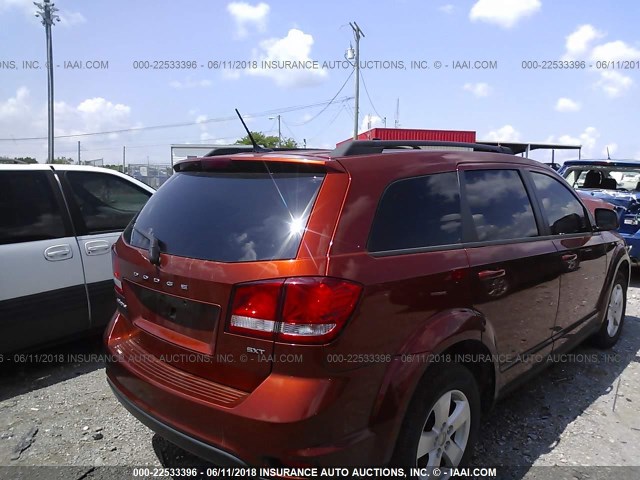 3C4PDCBG9CT231629 - 2012 DODGE JOURNEY SXT ORANGE photo 4