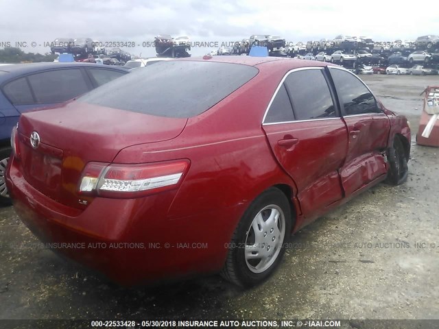 4T1BF3EK4AU508898 - 2010 TOYOTA CAMRY SE/LE/XLE RED photo 4