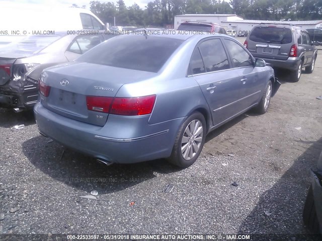 5NPEU46F29H467224 - 2009 HYUNDAI SONATA SE/LIMITED BLUE photo 4