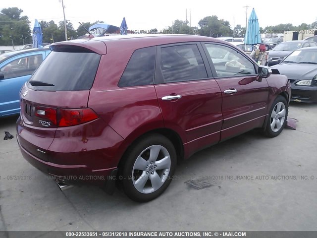 5J8TB18238A019166 - 2008 ACURA RDX RED photo 4