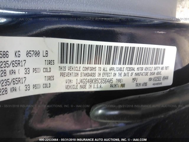 1J4GS48K85C656405 - 2005 JEEP GRAND CHEROKEE LAREDO/COLUMBIA/FREEDOM 蓝色 照片 9