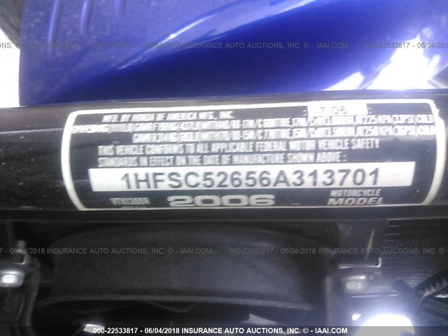 1HFSC52656A313701 - 2006 HONDA VTX1300 R BLUE photo 10