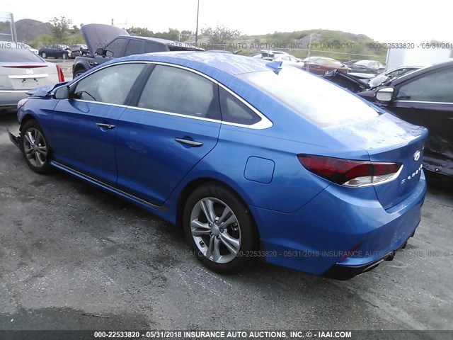 5NPE34AFXJH690660 - 2018 HYUNDAI SONATA SPORT/LIMITED BLUE photo 3