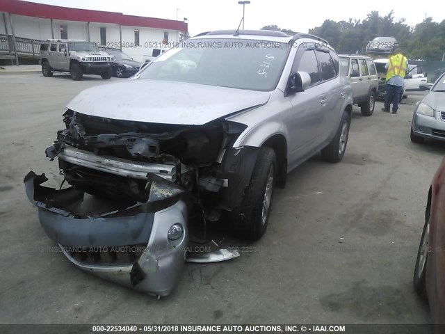 JN8AZ08T55W329164 - 2005 NISSAN MURANO SL/SE/S SILVER photo 2