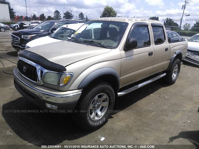 5TEHN72N31Z737779 - 2001 TOYOTA TACOMA DOUBLE CAB GOLD photo 2