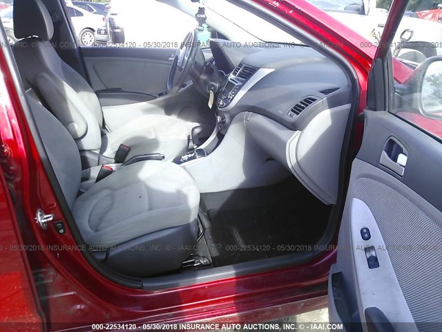 KMHCT5AE1CU040530 - 2012 HYUNDAI ACCENT GLS/GS RED photo 5