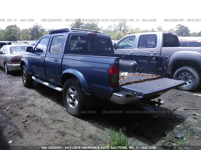 1N6ED27Y4YC386138 - 2000 NISSAN FRONTIER CREW CAB XE/CREW CAB SE BLUE photo 3