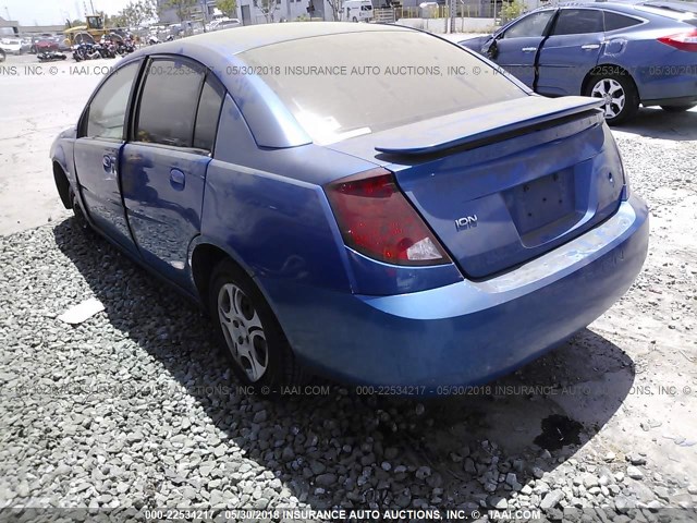 1G8AJ52F94Z139345 - 2004 SATURN ION LEVEL 2 BLUE photo 3