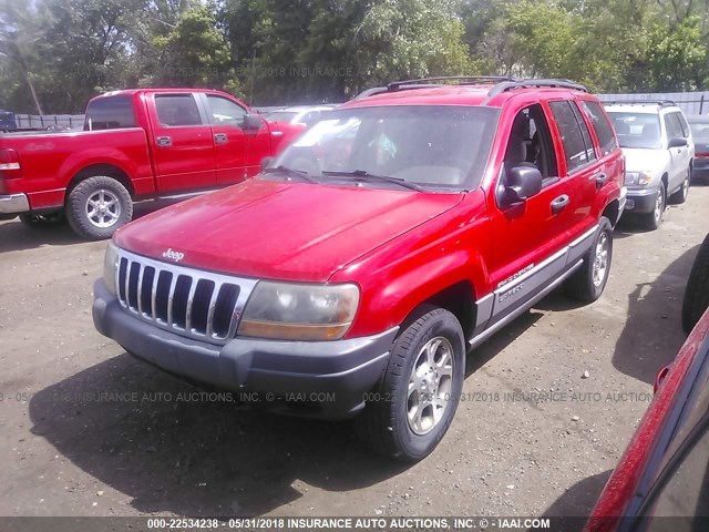 1J4GW58S3XC627195 - 1999 JEEP GRAND CHEROKEE LAREDO RED photo 2