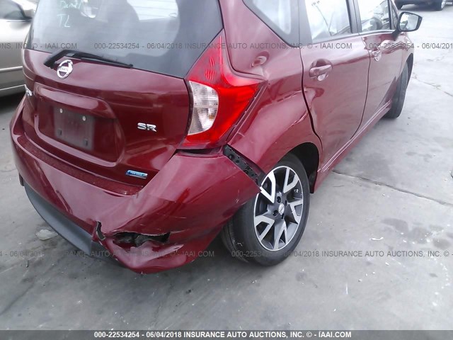3N1CE2CP9FL441241 - 2015 NISSAN VERSA NOTE S/S PLUS/SV/SL/SR RED photo 6