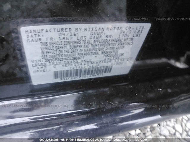 3N1CE2CP4GL396971 - 2016 NISSAN VERSA NOTE S/S PLUS/SV/SL/SR BLACK photo 9