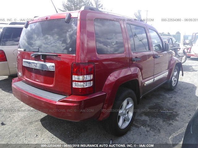 1J4PN5GK2AW139141 - 2010 JEEP LIBERTY LIMITED RED photo 4