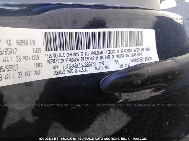 1J4GR48K15C680752 - 2005 JEEP GRAND CHEROKEE LAREDO/COLUMBIA/FREEDOM 蓝色 照片 9