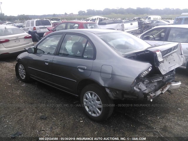 1HGES165X5L022944 - 2005 HONDA CIVIC LX GRAY photo 3