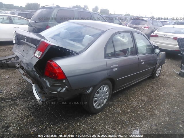 1HGES165X5L022944 - 2005 HONDA CIVIC LX GRAY photo 4