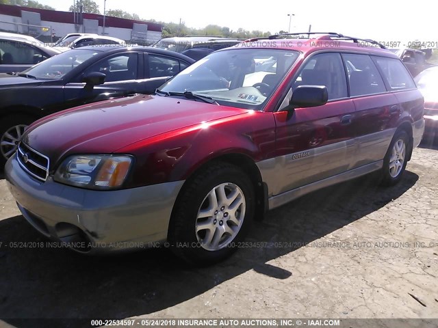 4S3BH665427664626 - 2002 SUBARU LEGACY OUTBACK RED photo 2