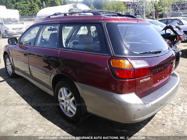 4S3BH665427664626 - 2002 SUBARU LEGACY OUTBACK RED photo 3