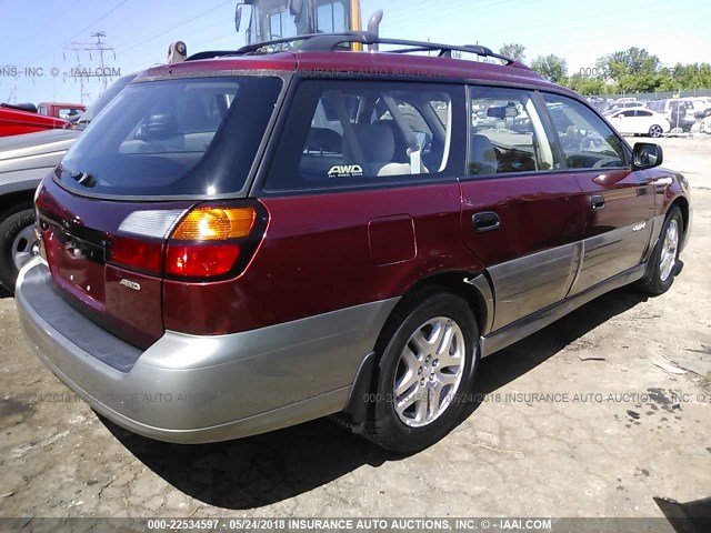 4S3BH665427664626 - 2002 SUBARU LEGACY OUTBACK RED photo 4
