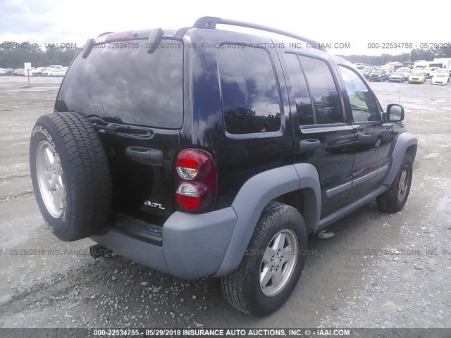 1J4GL48K45W597123 - 2005 JEEP LIBERTY SPORT BLACK photo 4