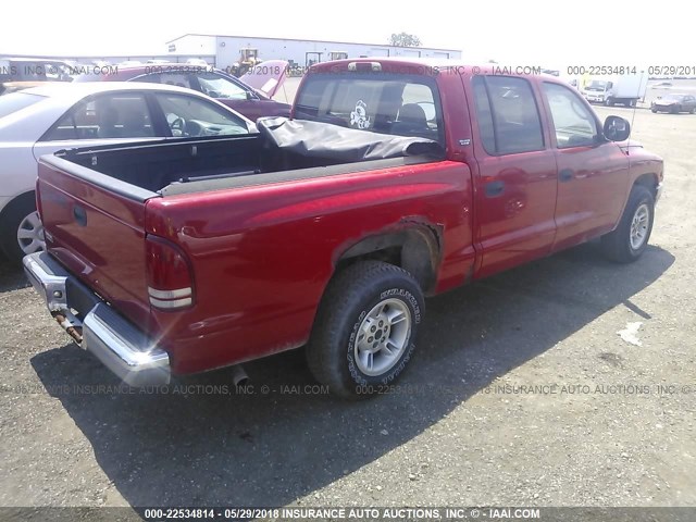 1B7GL2AN5YS661213 - 2000 DODGE DAKOTA QUAD RED photo 4