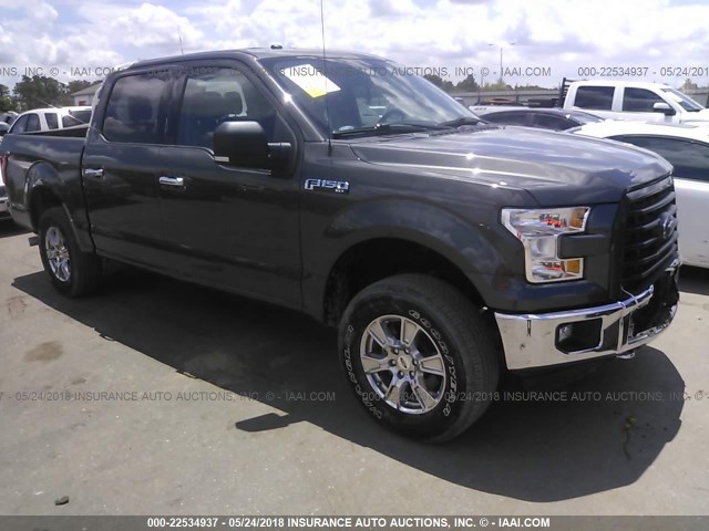 1FTEW1EF6GKF47148 - 2016 FORD F150 SUPERCREW GRAY photo 1