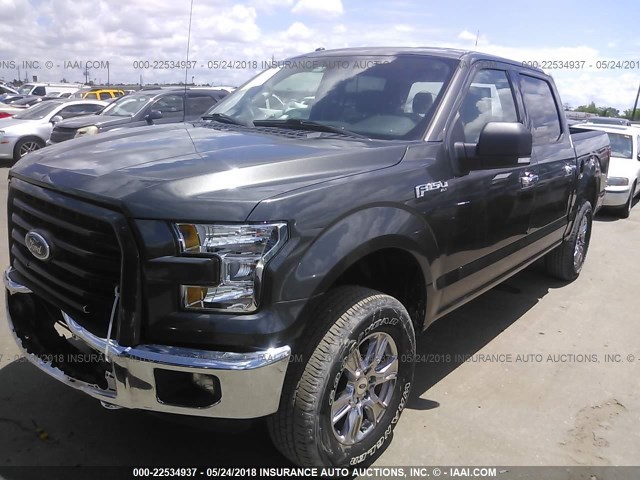 1FTEW1EF6GKF47148 - 2016 FORD F150 SUPERCREW GRAY photo 2