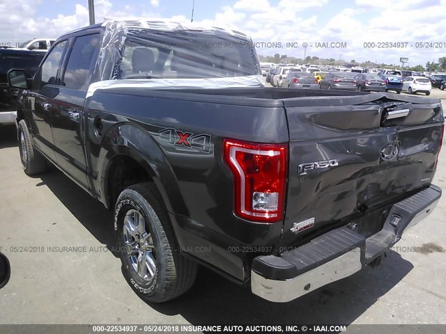1FTEW1EF6GKF47148 - 2016 FORD F150 SUPERCREW GRAY photo 3