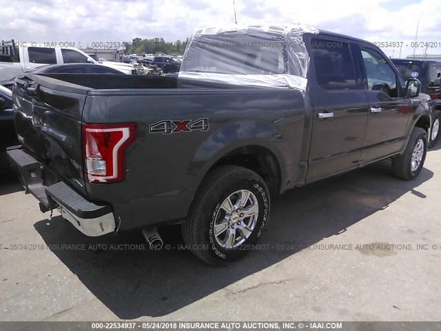 1FTEW1EF6GKF47148 - 2016 FORD F150 SUPERCREW GRAY photo 4