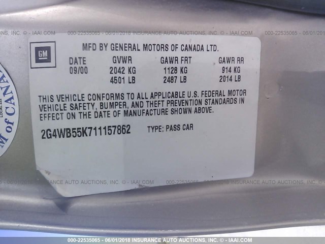 2G4WB55K711157862 - 2001 BUICK REGAL LS 香槟色 照片 9