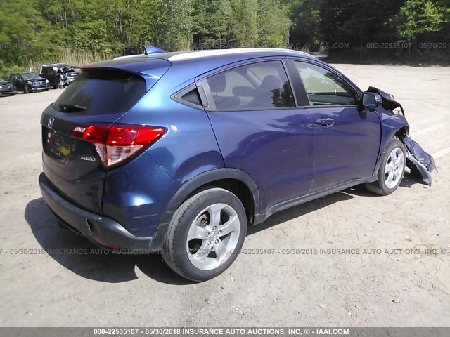 3CZRU6H71GM709019 - 2016 HONDA HR-V EXL BLUE photo 4