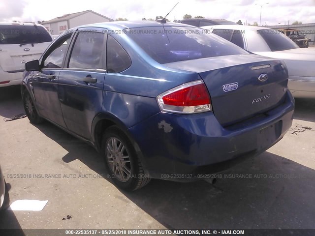 1FAHP35N48W163771 - 2008 FORD FOCUS SE/SEL/SES BLUE photo 3