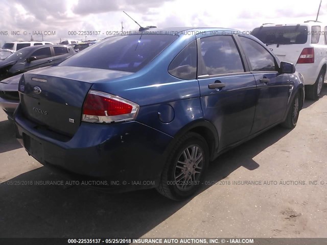 1FAHP35N48W163771 - 2008 FORD FOCUS SE/SEL/SES BLUE photo 4