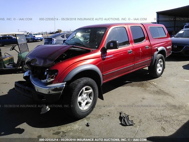 5TEHN72N83Z243937 - 2003 TOYOTA TACOMA DOUBLE CAB RED photo 2
