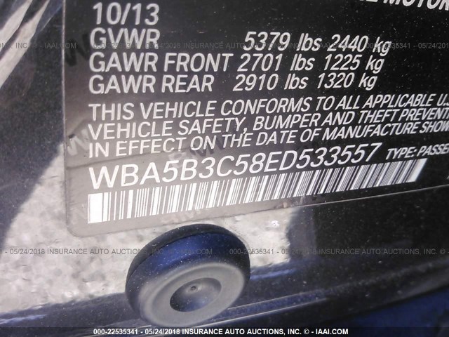 WBA5B3C58ED533557 - 2014 BMW 535 XI GRAY photo 9