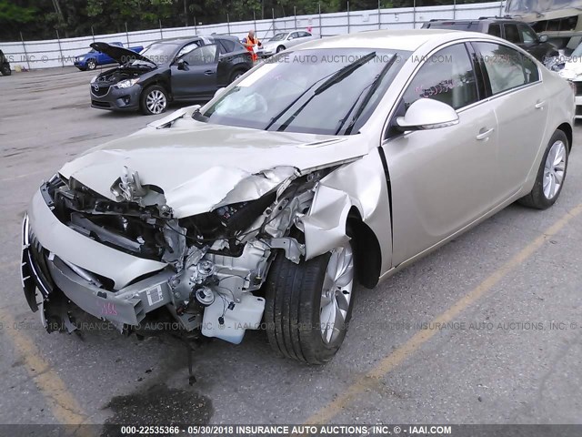 2G4GK5EX1E9189102 - 2014 BUICK REGAL GOLD photo 2