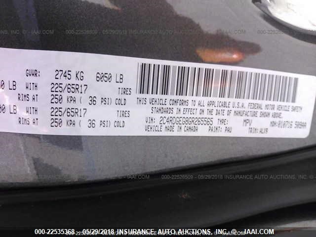 2C4RDGEG8GR265565 - 2016 DODGE GRAND CARAVAN R/T GRAY photo 9