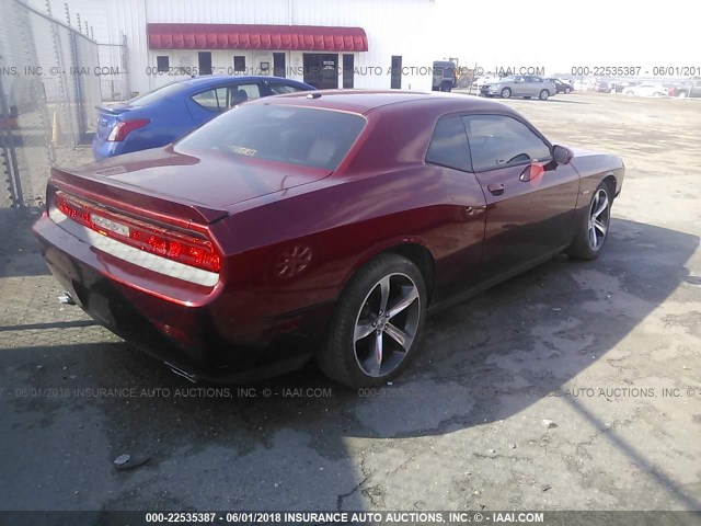 2C3CDYAG5EH218129 - 2014 DODGE CHALLENGER SXT MAROON photo 4