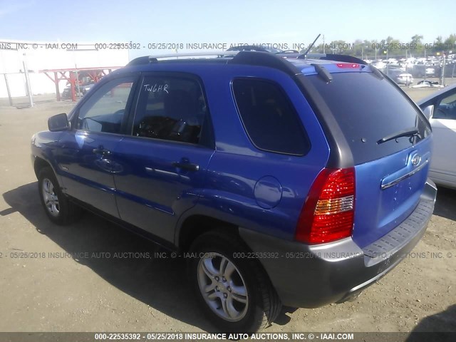 KNDJE723577449827 - 2007 KIA SPORTAGE EX/LX BLUE photo 3