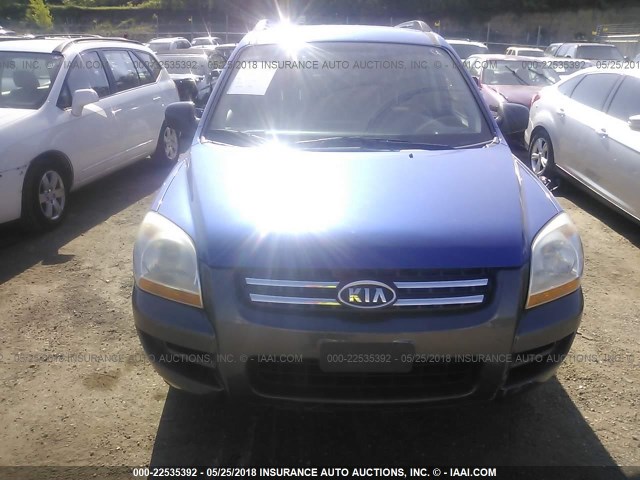 KNDJE723577449827 - 2007 KIA SPORTAGE EX/LX BLUE photo 6