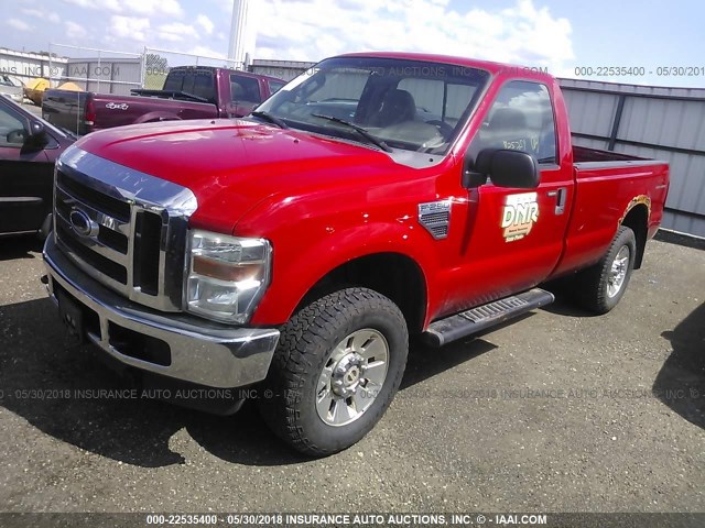 1FTNF21598ED99550 - 2008 FORD F250 SUPER DUTY RED photo 2