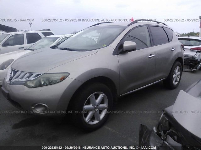 JN8AZ18W29W107414 - 2009 NISSAN MURANO S/SL/LE SILVER photo 2