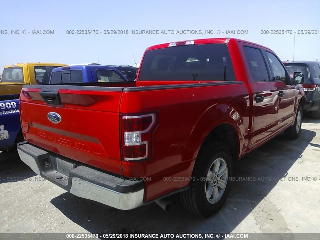1FTEW1C57JKC28293 - 2018 FORD F150 SUPERCREW RED photo 4