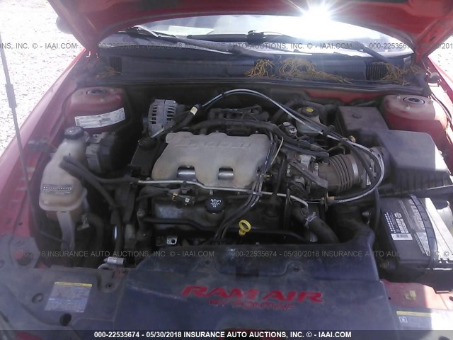 1G2NW12E72C254720 - 2002 PONTIAC GRAND AM GT RED photo 10