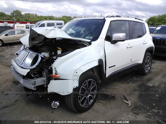 ZACCJBDT1FPC14914 - 2015 JEEP RENEGADE LIMITED WHITE photo 2