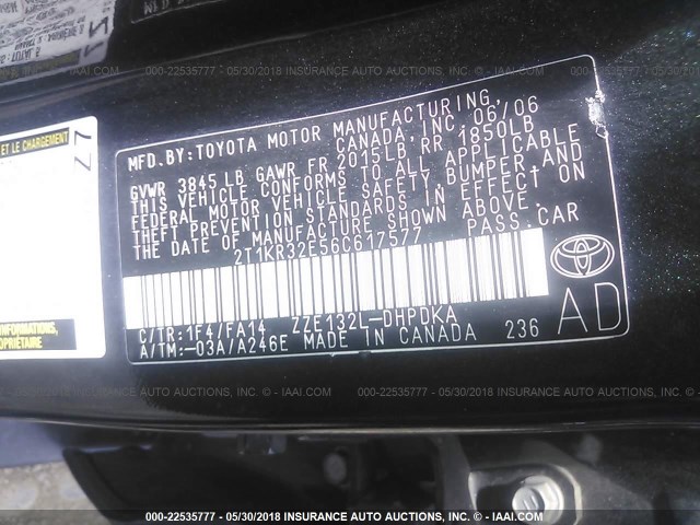 2T1KR32E56C617577 - 2006 TOYOTA COROLLA MATRIX XR GRAY photo 9