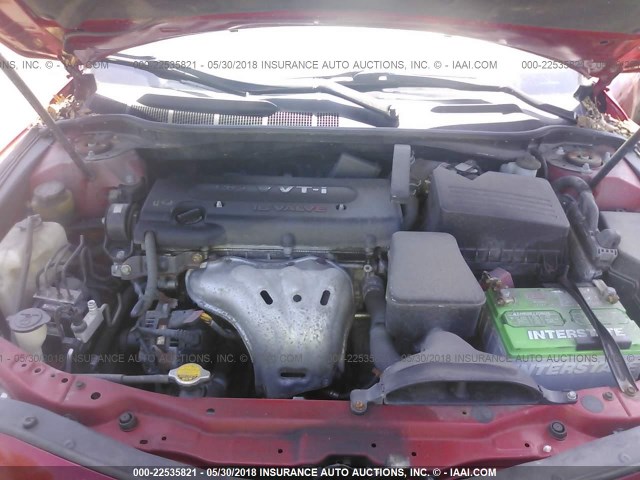 4T1BE46K57U099813 - 2007 TOYOTA CAMRY NEW GENERAT CE/LE/XLE/SE RED photo 10