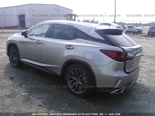 2T2BZMCA6HC054118 - 2017 LEXUS RX 350/BASE/F SPORT GRAY photo 3