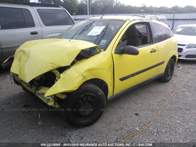 3FAFP31332R225070 - 2002 FORD FOCUS ZX3 YELLOW photo 2