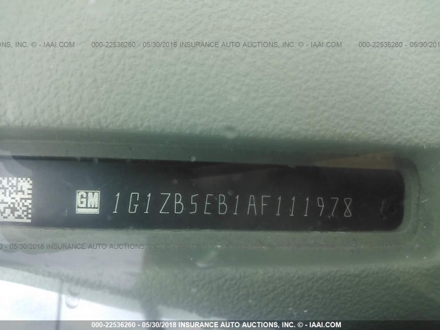 1G1ZB5EB1AF111978 - 2010 CHEVROLET MALIBU LS BLACK photo 9